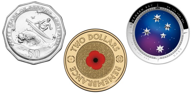 Three of the amazing Australian coins produced by the Royal Australian Mint RAM