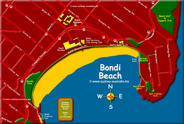 Bondi Map with Places to Visit