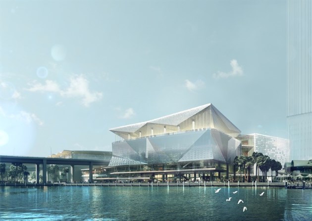 The New ICC Sydney Centre at Darling Harbour. Photo Credit: HASSELL + Populous
