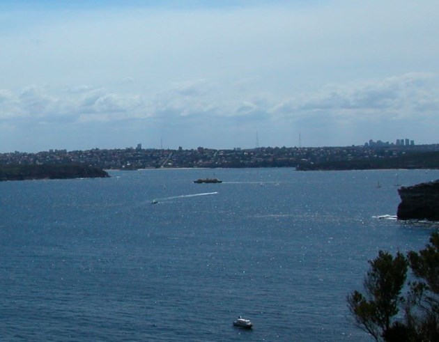 Hunters Bay, near the Center of the Photo. The Office Towers of Chatswood are in the Distance