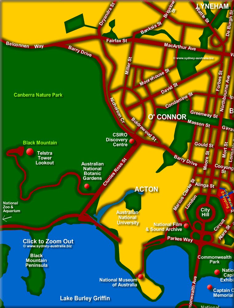 Map of North East Canberra. Australian Capital Territory - Click to Zoom Out