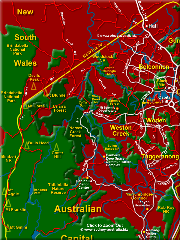 Map of the ACT North West - Click to Zoom Out