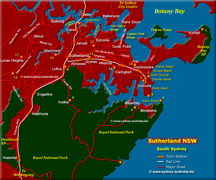 Sutherland Shire South Sydney Map - Click to Zoom Out