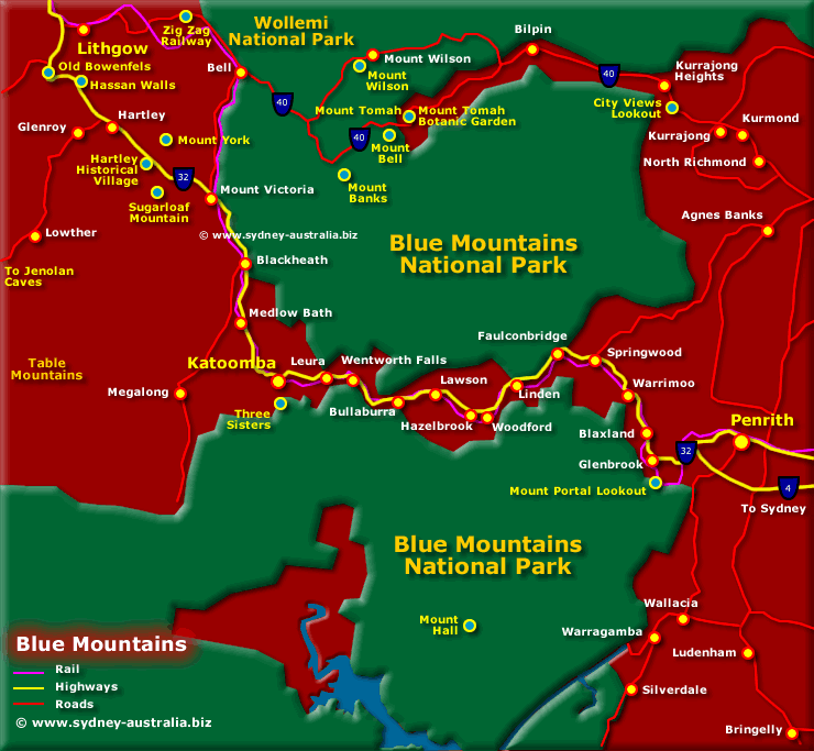 Map of the Blue Mountains - Click to see More Information