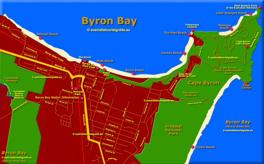 Map of Byron Bay - Click to Zoom Out