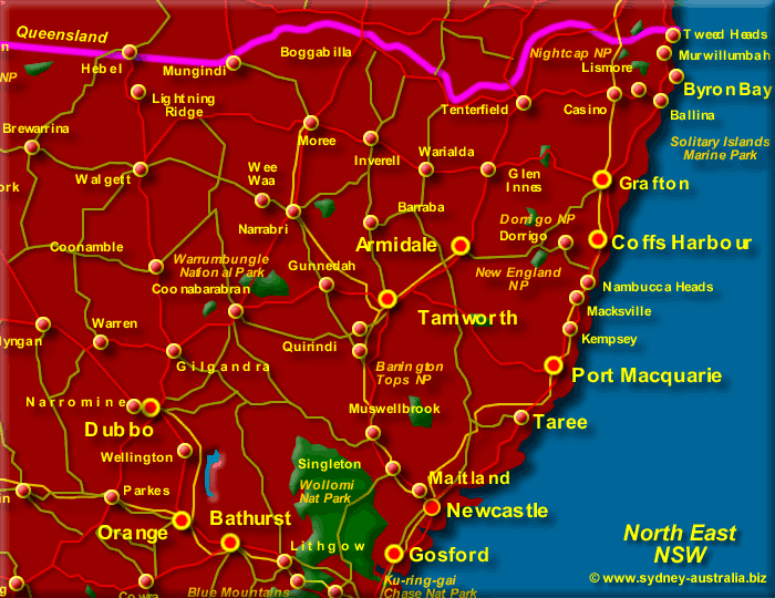 Map of New South Wales North East - Click to Zoom Out