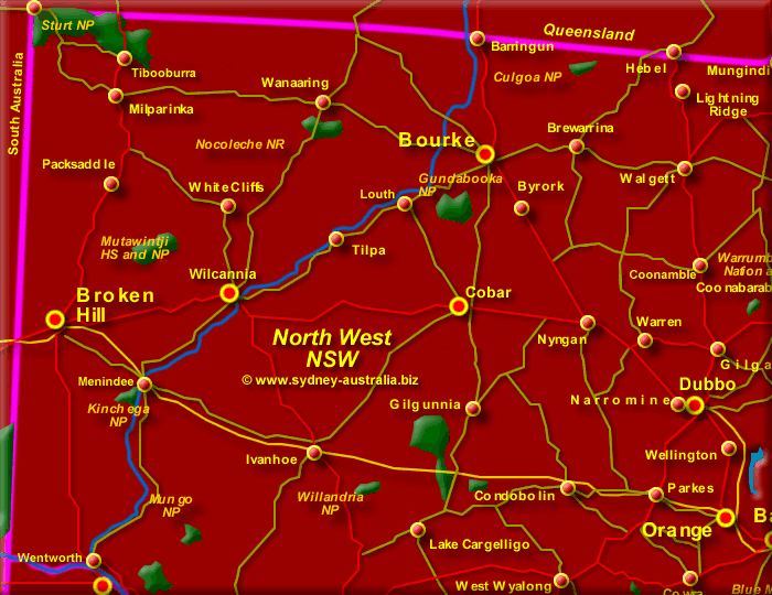 Map of New South Wales North West - Click to Zoom Out