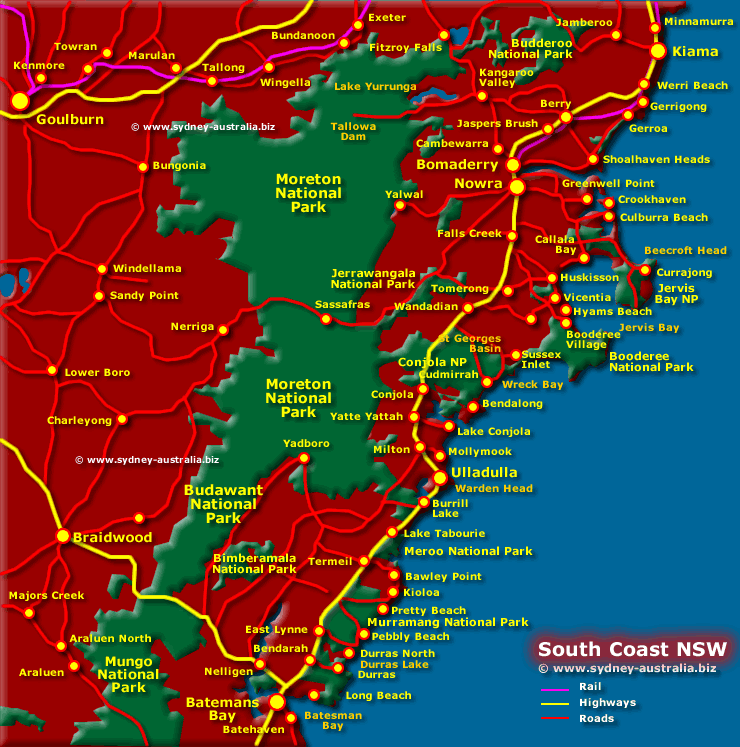 Map of the NSW South Coast - Click to see More Information