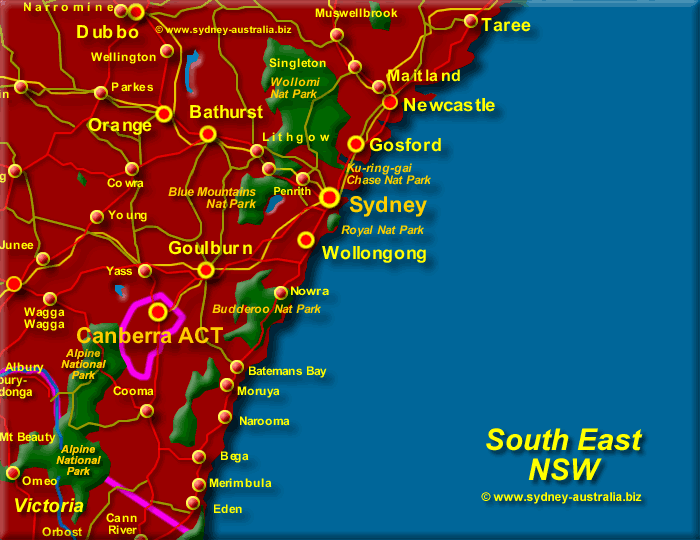 Map of New South Wales South East - Click to Zoom Out