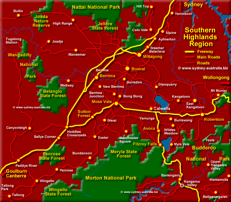 Map of the Southern Highlands - Click to see more Information