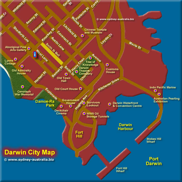 Map of Darwin Central Business District SE - Click to Zoom Out