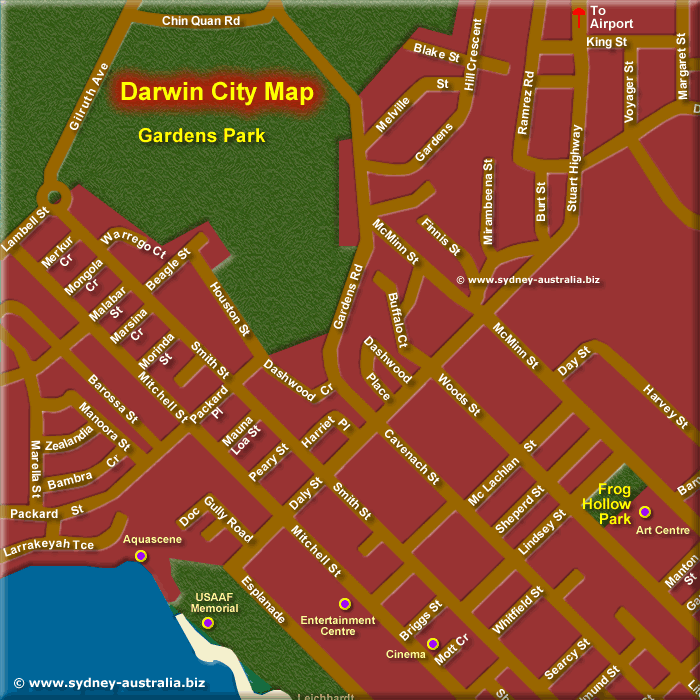 Map of Darwin Inner City North West - Click to Zoom Out