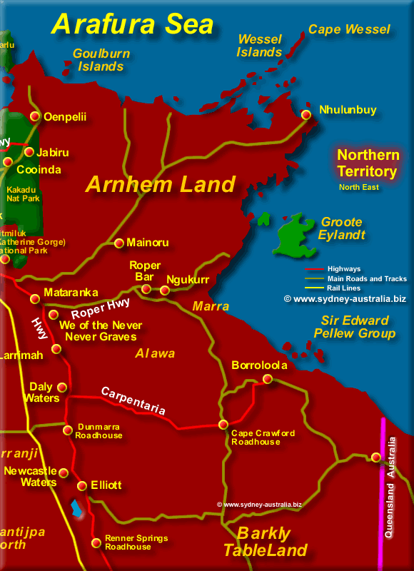 Map of the Northern Territory North East - Click to Zoom Out