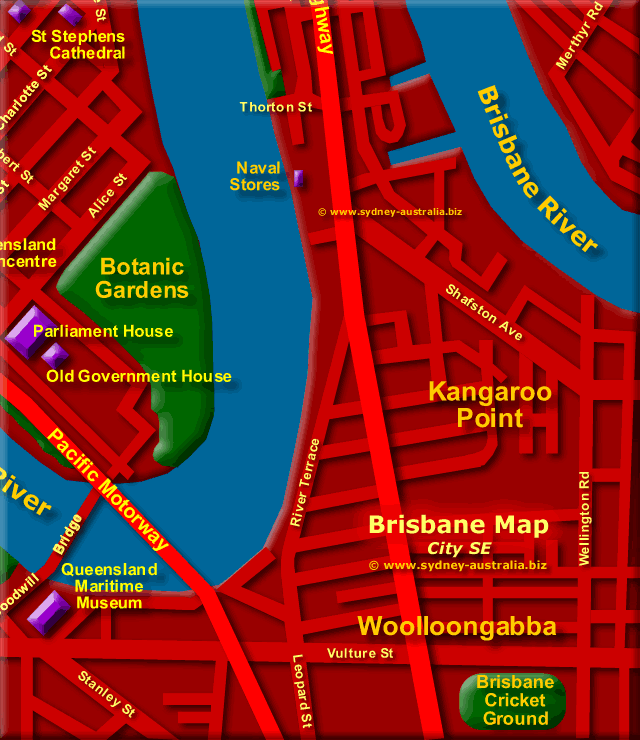 Map of Brisbane Central South East- Click to Zoom Out