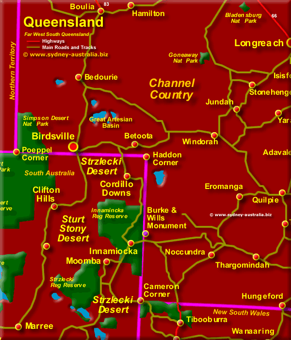 Map of SW Queensland - Click to Zoom Out