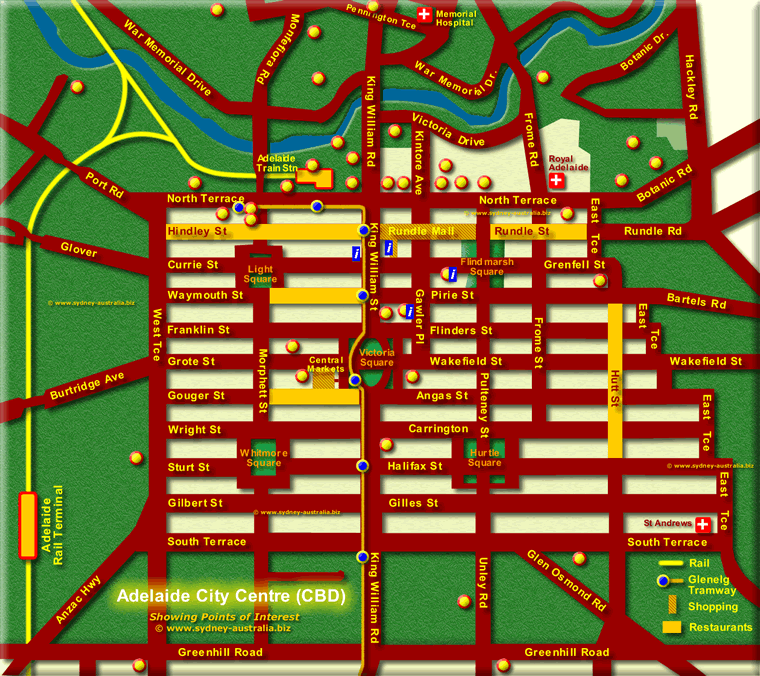 Map of Adelaide Attractions - Click to Zoom Out