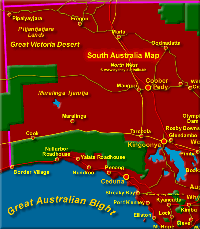 Map of South Australia North West - Click to Zoom Out