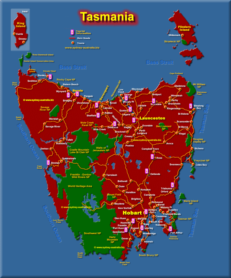 Map of Tasmania - Click to Zoom Out