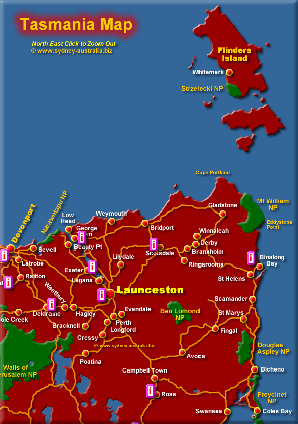 North East Tasmania - Click to Zoom Out