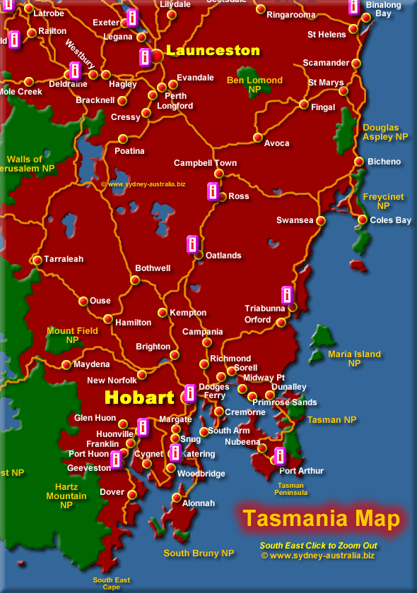 South East Tasmania - Click to Zoom Out