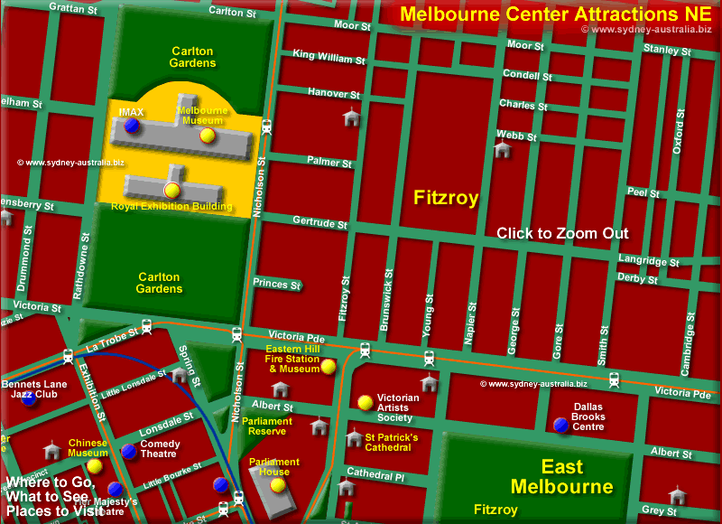 Melbourne CBD North East - Click to Zoom Out © m.sydney-australia.biz