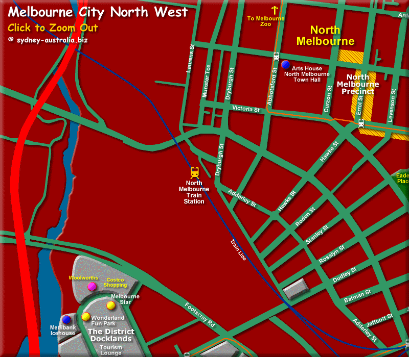 Map of Melbourne North West CBD - Click to Zoom Out