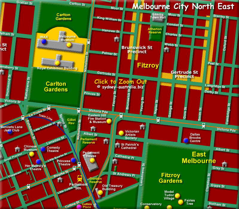 Map of North East Melbourne CBD - Click to Zoom Out