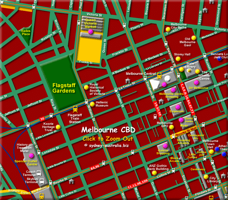 Melbourne CBD Map - Click to Zoom Out