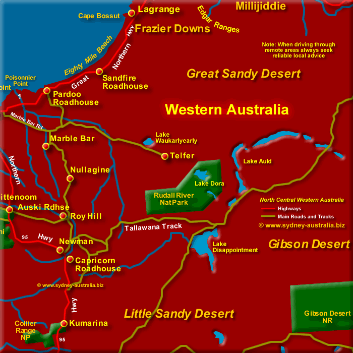 Map of Central Western Australia, North - Click to Zoom Out