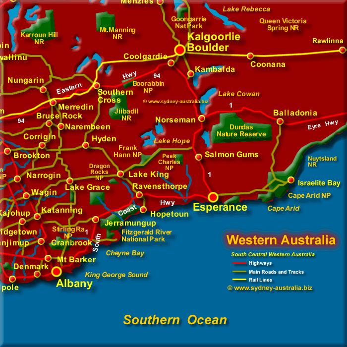 South Western Australia Central Map - Click to Zoom Out