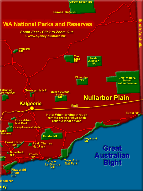 SE National Parks and Reserves, Western Australia. Click to Zoom Out