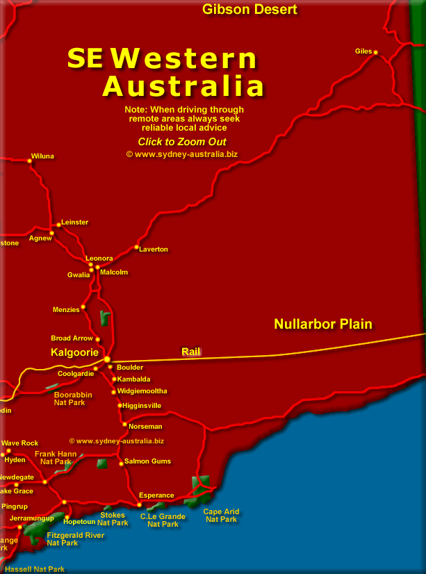 Western Australia Map SE - Click to Zoom Out