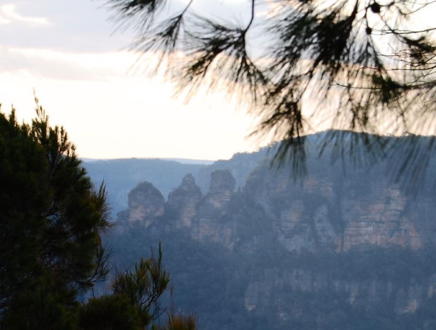 The Three Sisters stand prominently in the World Heritage Area of the Blue Mountains.