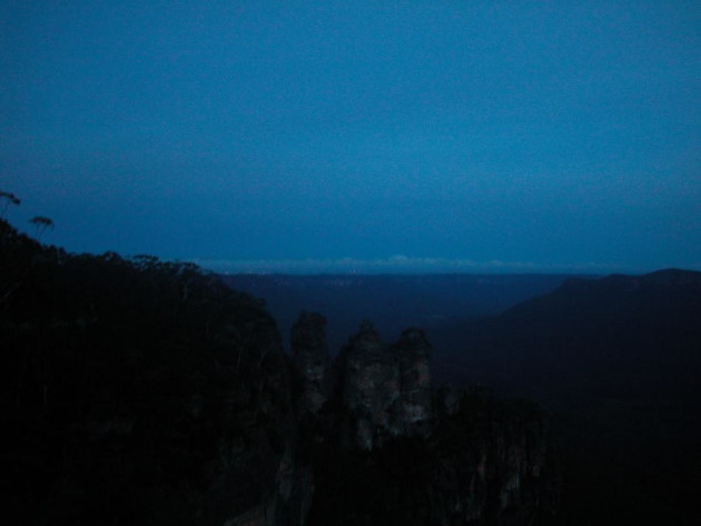 Just after Sunset: The Three Sisters, Formed from Ancient Sandstone.