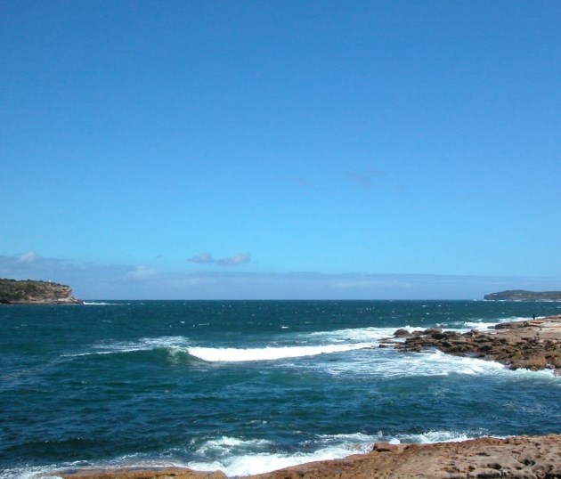 The Entrance to Botany Bay from the Ocean. On both the headlands are Kamay Botany Bay National Park