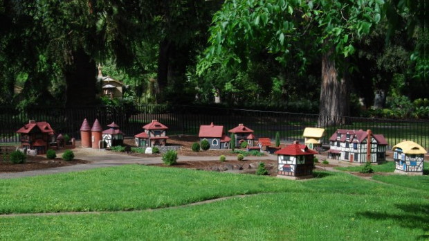 At Fitzroy Gardens, the Fairies’ Tree carved by Ola Cohn and a model Tudor Village (pictured)