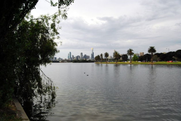 Albert Park, Melbourne Victoria. The CBD and Southbank are in the Distance.