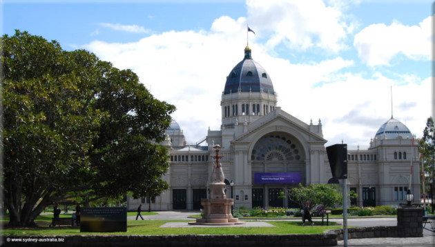 View of the Royal Exhibition Building (a World Heritage Site) in Carlton Gardens